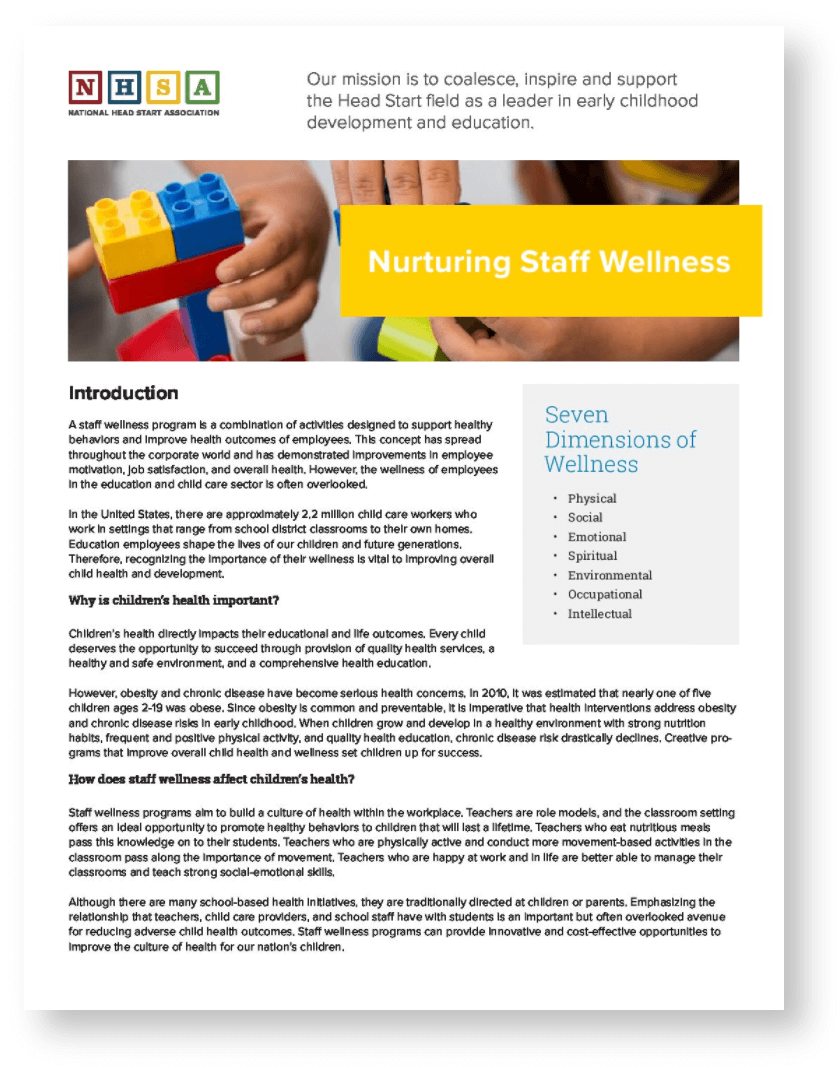 Toolkit: Nurturing Staff Wellness